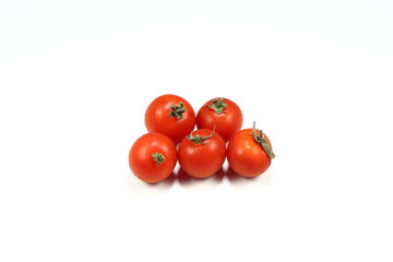Pile of fresh and organic Japanese sweet tomato isolated on the white background. 