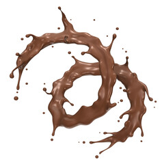 Twisted dark chocolate milk splash isolated on background,Include clipping path,3d rendering