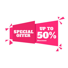 Sale discount tag. Special offer price sign, Discount 50% OFF
