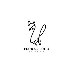 Initial U minimalis monogram logo with flourish ornament. Typography for company and business logo.