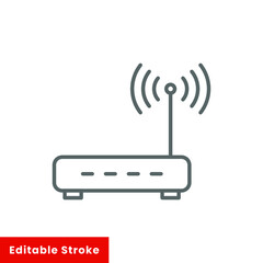 Simple router icon. Line style for web template and app. Broadband, modem, woreless, vector illustration design on white background. Editable stroke EPS 10 