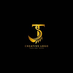 Initial T luxury logotype with flourish ornament. Typography for company and business logo.