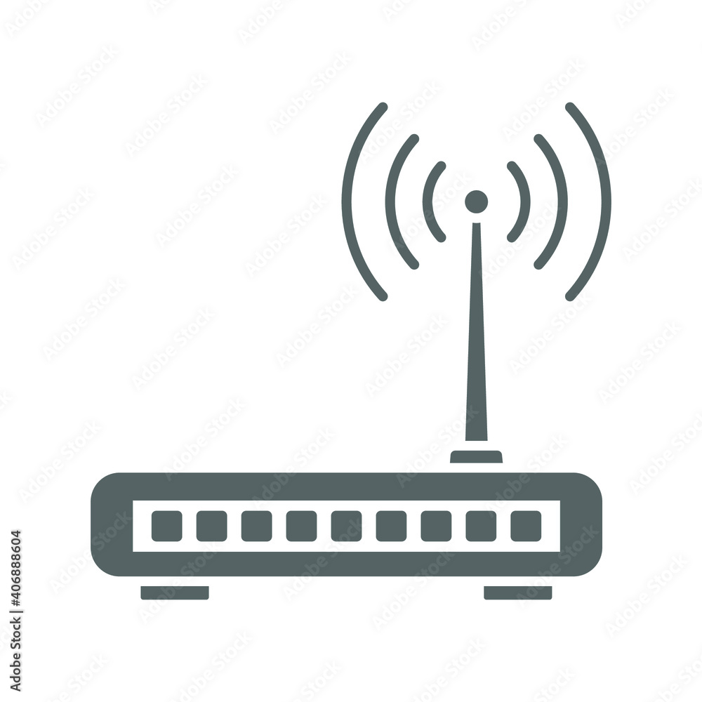 Poster simple router icon. solid style for web template and app. broadband, modem, woreless, vector illustr