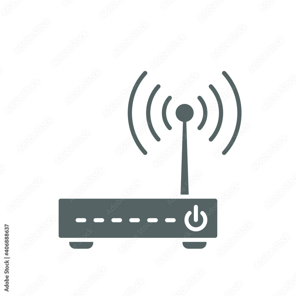 Poster simple router icon. solid style for web template and app. broadband, modem, woreless, vector illustr