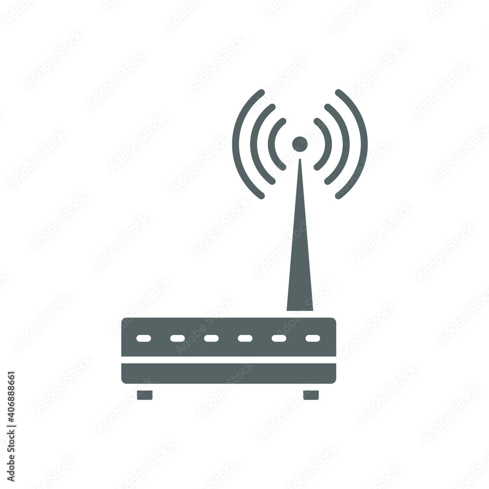 Poster simple router icon. solid style for web template and app. broadband, modem, woreless, vector illustr
