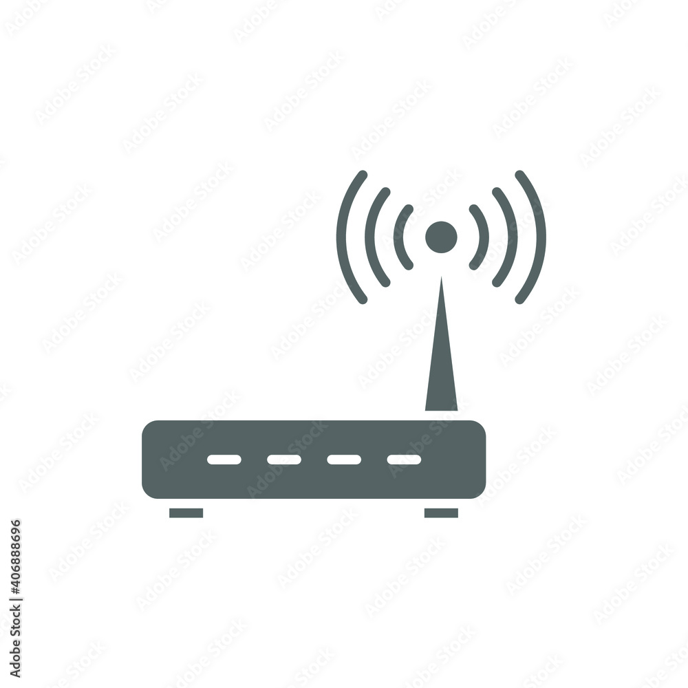 Poster simple router icon. solid style for web template and app. broadband, modem, woreless, vector illustr