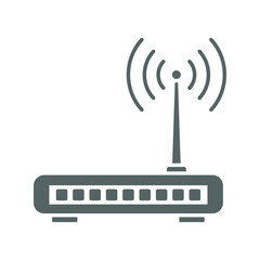 Simple router icon. Solid style for web template and app. Broadband, modem, woreless, vector illustration design on white background. EPS 10 