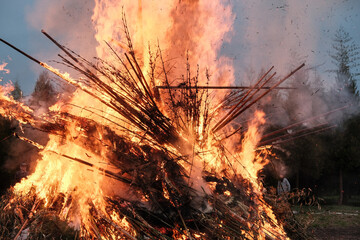 どんど焼き（左義長）の炎