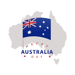 Obraz na płótnie Canvas happy australia day lettering with flag and map