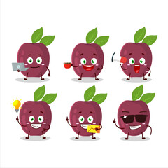 Passion fruit cartoon character with various types of business emoticons