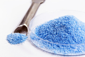Copper sulfate, a chemical compound, works as an algaecide. Used in swimming pools, agriculture and gardening use the mineral compound a lot to avoid fungal infestations in crops