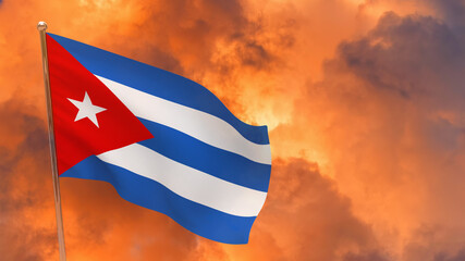 Cuba flag on pole