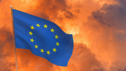 Europe EU flag on pole