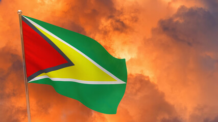 Guyana flag on pole