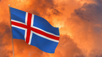 Iceland flag on pole