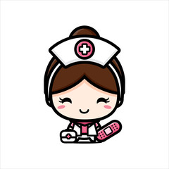 cute nurse character design holding health supplies