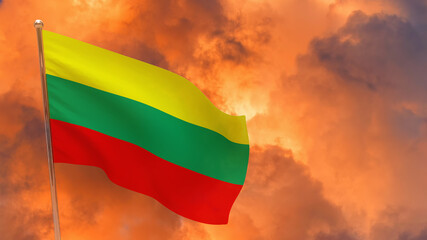 lithuania flag on pole