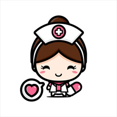 cute nurse character design holding a capsule