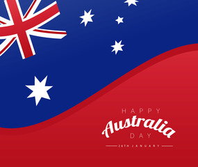 happy australia day lettering over flag emblem