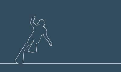 Silhouette of diver. Icon diver. The concept of sport diving. Thin line style. Place for text