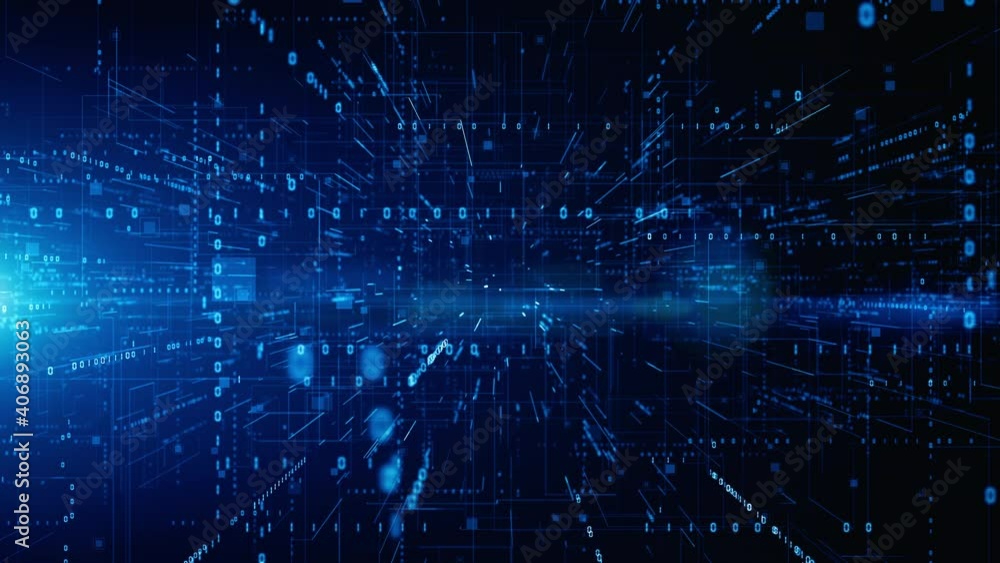 Poster digital cyberspace with particles and digital data network connections. high speed connection and da