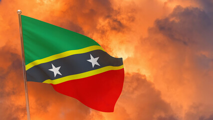 Saint Kitts and Nevis flag on pole