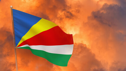 Seychelles flag on pole
