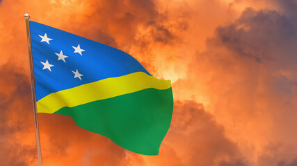 Solomon Islands flag on pole