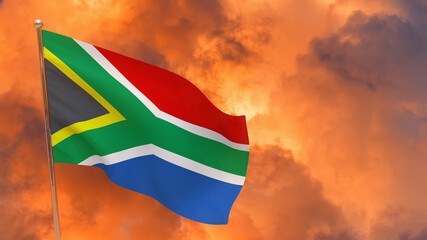 South Africa flag on pole
