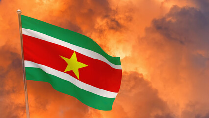 Suriname flag on pole