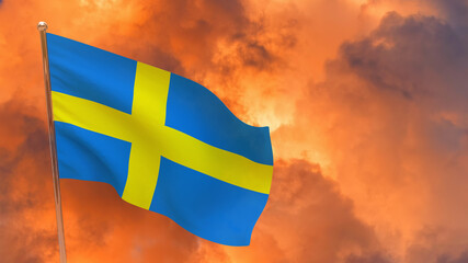 Sweden flag on pole