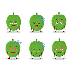 Cartoon character of soursop with sleepy expression