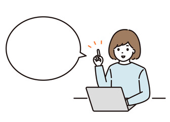 指差し 女性 パソコン 吹き出し