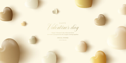Happy Valentine's Day. Background with Realistic Hearts.