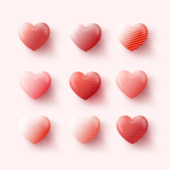 Happy Valentine's Day. Background with Realistic Hearts.