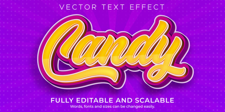 Candy sugar text effect, editable sweet and food text style.