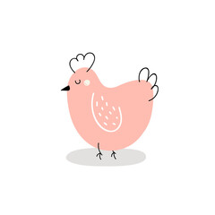  Cute chicken isolated on white background. Easter chicken