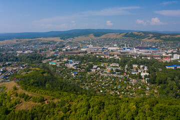 Fototapeta na wymiar City of metallurgists Asha. General plan from above. Aerovideo