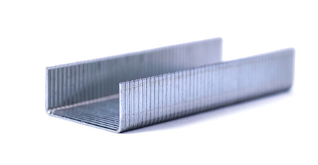 Blue stapler and staples Isolated on white background.