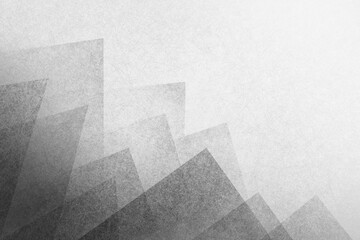Abstract black background with white haze and geometric triangle shape pattern on border, textured layers in detailed elegant layout
