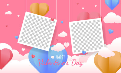 Valentines day background concept in paper style photo template