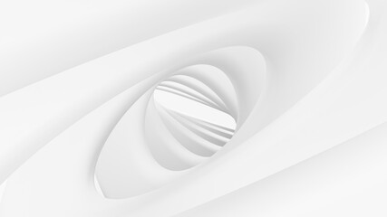 Minimalistic abstract light background. Spiraling tunnel. 3d render.