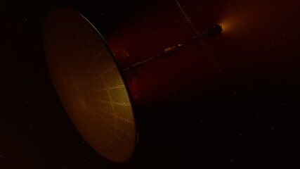 3D Illustration of a scientific spacecraft exploring new worlds 