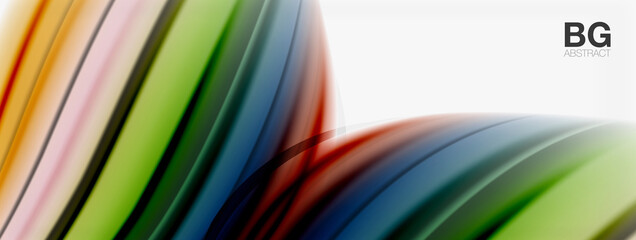 Abstract Background. Smooth flowing lines, blurred waves, rainbow color style stripes. Vector illustrations for covers, banners, flyers and posters and other