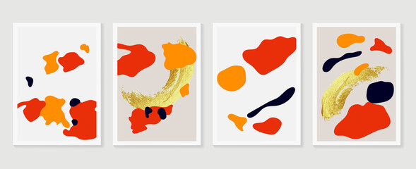 Luxury oriental style wall arts vector. Abstract arts design with Koi fish, Ocean, mountain, sun, moon texture texture and brush design for wallpaper, wall framed prints, canvas prints and home decor.