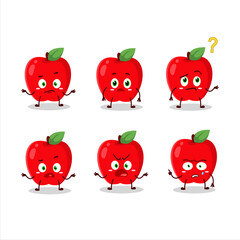 Cartoon character of new red apple with what expression