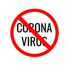 Text banner "Corona Virus" with red stop sign on white background. Eps 10 vector illustration.