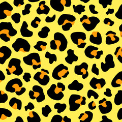 Fototapeta na wymiar Seamless pattern yellow Leopard print . Leopard background vector illustration