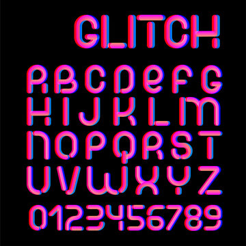 3d Glitch effect font. Trending 2021 typerface design. For music events, banner, flyer, cover design.