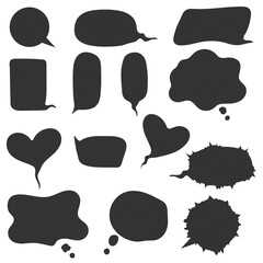 Hand drawn speech bubble with copy space. Online chat clouds with place for text. Vector collec-tion with empty comic bubble in various shape, isolated on white background.